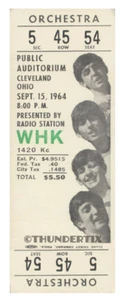 1  BEATLES UNUSED FULL CONCERT TICKET 1964 Cleveland, Ohio   laminated reprint - Picture 1 of 1