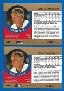 #660 GORDIE HOWE ERROR BLUE BACK NO 32 + CORRECTED SEASONS 32 1990-91 PRO SET - Bild 1 von 2