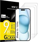 NEW'C [3 Pack Designed for iPhone 15/15 Pro (6.1 Inch) Screen Protector Tempered