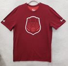 The Nike Tee Men Dri Fit Shirt Large Red Graphic Cotton Blend Short Sleeve Shirt
