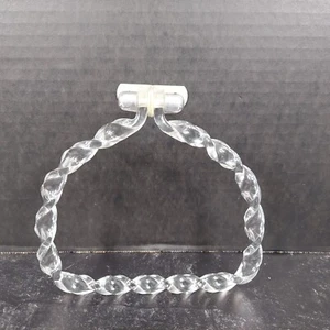 Vintage MCM Twisted Clear Acrylic Lucite Hand Towel Ring Holder Wall Mount - Picture 1 of 9