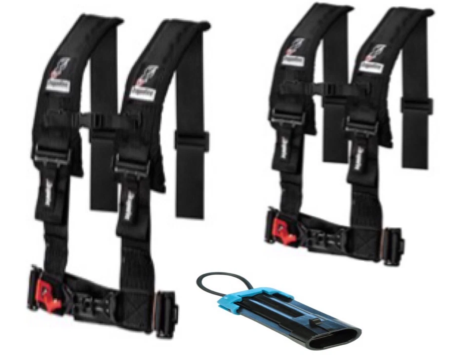 RZR 4 Point Harness Dragonfire UTV Black Polaris 3" Buckle Set 2 & Ovrde Clip - Image 1 of 1