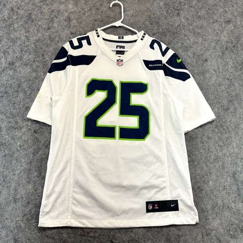 Seattle Seahawks Jersey Mens Medium White On Field Richard Sherman Logo Nike Cover