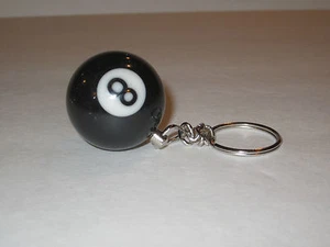 8-Ball Key Chain - Pool Ball, Charm, Black, Book Bag, Sports, Billiards, Unisex - Picture 1 of 1