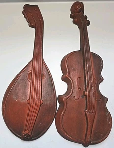 Vintage Royal Aluminiumguss Violine und Mandoline Wanddekor ca. 18 cm hoch - Bild 1 von 18