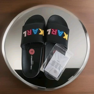 Karl Lagerfeld Zelina Damen-Pantoletten Sandalen schwarz Strass Größe 10 neu ohne Etikett - Bild 1 von 3