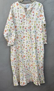 National RN 121518 Long Cotton Flannel Nightgown Size 1X Flowers New with Tags! - Picture 1 of 11