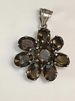 Smokey Quartz Gemstone 925 Sterling Silver Pendant Handmade Fine Jewelry - Image 1 of 4