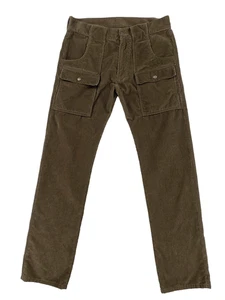Michael Bastian Pants Mens 32x33 Brown Olive Corduroy Cargo Utility Snap Pockets - Picture 1 of 18
