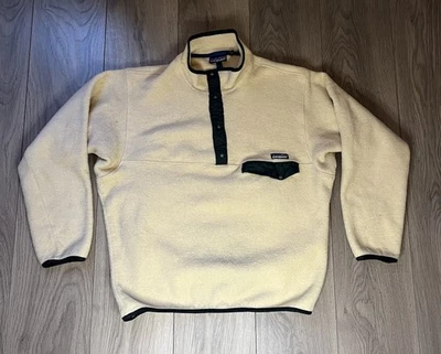 Men’s Vintage Patagonia Micro Synchilla 1/4 Zip Snap-T Pullover Fleece XL Beige - Image 1 of 4