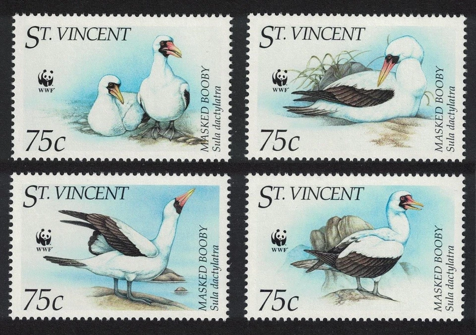 St. Vincent WWF Birds Masked Booby 4v 1995 MNH Sc#2156 a-d SG#2882-2885 - Imagem 1 de 1