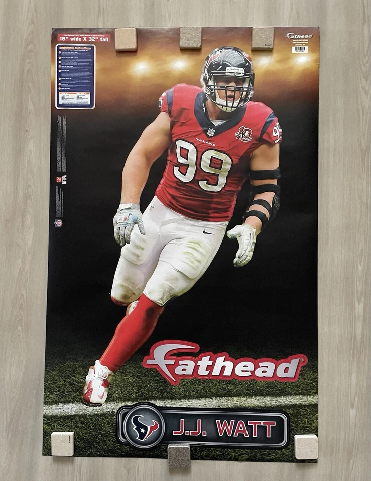 Houston Texans JJ Watt FATHEAD Jr Vinilo Reutilizable Gráfico 18x32 Foto 1 de 4