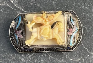 Antike chinesische Silberbrosche emailliert vergoldet (AT 728) - Bild 1 von 4