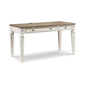 Realyn Farmhouse 60" Home Office Desk with USB Charging, Chipped White - Picture 1 of 9