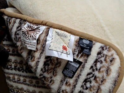 in sein mit Merino Decke von Vithermo-100 % Schurwolle-beige/braun-Lagenlook-NEU - Bild 1 von 4