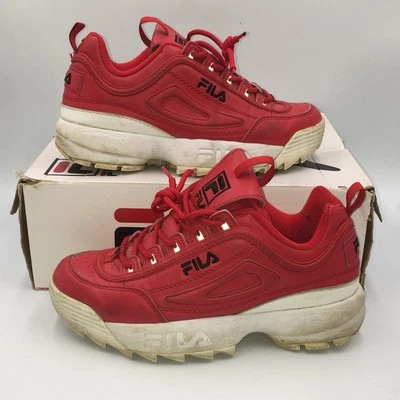 Zapatillas bajas con cordones rojas premium FILA DISRUPTOR II talla 7 para niños grandes 3FM00649-602 Foto 1 de 4