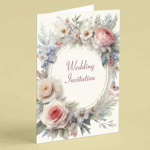 Stunning floral 10 pack of wedding invitation cards with printed inside - Picture 1 of 2