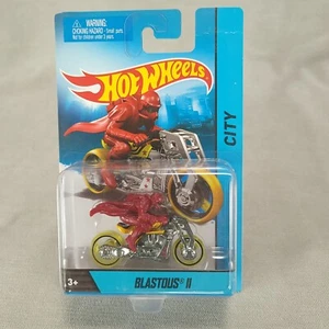 Hot Wheels City Blastous II Yellow Motorcycle Red Rider 1/64 Die-Cast  - Picture 1 of 12