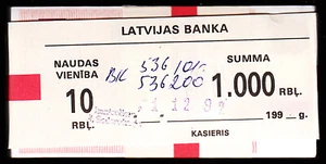 Latvia 10 Rublu 1992, UNC, ½ BUNDLE, Pack of 50 PCS, Consecutive, P-38 - Picture 1 of 4