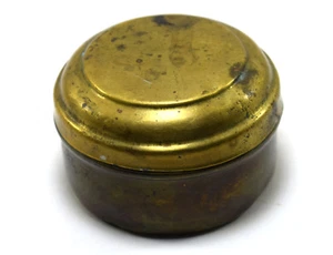 Caja de baratija redonda de latón vintage / artículos para el hogar latón / soporte para joyas. G66-535 - Imagen 1 de 9