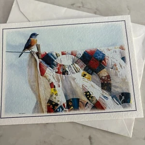 Wedding Ring Quilt & Bluebird Blank Card w/Envelope National Wildlife Federation - Picture 1 of 3