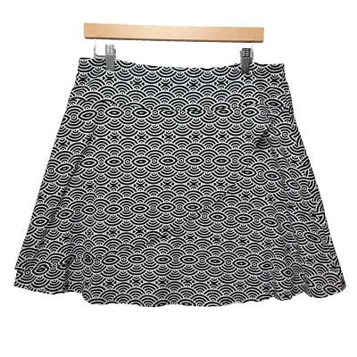 Soybu Skirt Womens XL Geometric Aline Mini Pull On Sporty Stretch Black White - Image 1 of 4