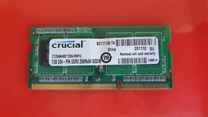 2GB Crucial 204-pin 256Mx64 SODIM  RAM MEMORY DDR3-PC3 LAPTOP hp LAPTOP - Picture 1 of 2
