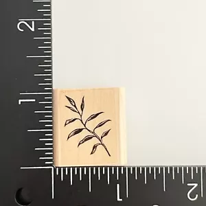 Stampscapes Mini Leaf Sprig 127A Wood Mounted Rubber Stamp - Picture 1 of 3