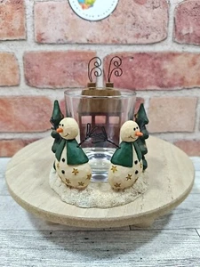 2003 Christmas Snowman Votive Holder By Suzi Skoglund House Trees Tea Light - Picture 1 of 9
