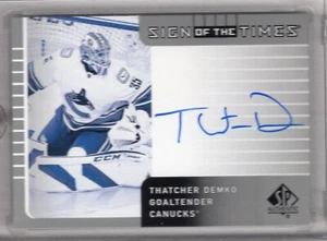 Thatcher Demko Sign of the Times SOTTI-TD 2021-22 SP Authentic - Picture 1 of 2