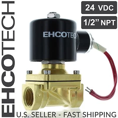 1/2" NPT 24V DC Brass Electric Solenoid Valve  Water Air Gas Viton NC 24VDC - Image 1 of 4