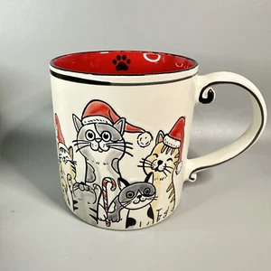 ELI & ANA Bleeker Holiday Christmas Cats With Santa Hats 21oz Embossed Cat Lover - Picture 1 of 10