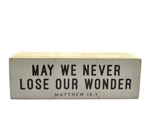 May We Never Lose Our Wonder Wood Sign Saying Matthew 18:3 Wall Hanging Tennesse - Picture 1 of 8