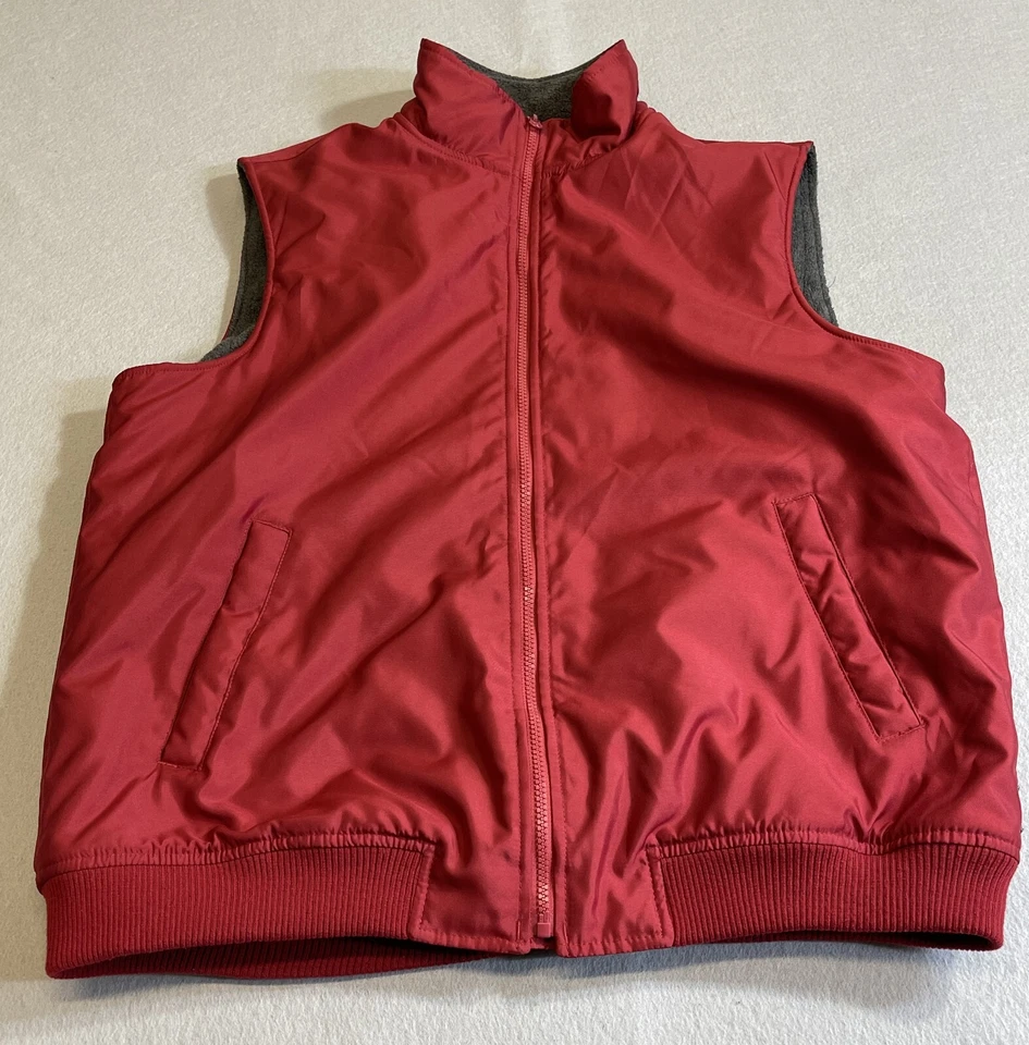 Chaleco Chaps Para Hombre Grande Rojo Poliéster Forrado en Vellón Dobladillo Elástico Cremallera Completa Chaqueta Foto 1 de 4