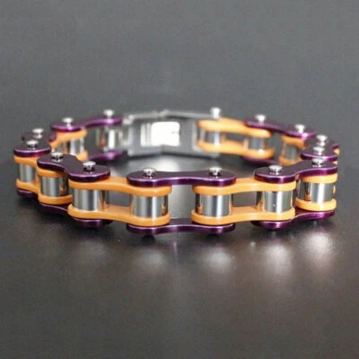 Pulseras de eslabones de cadena naranja para hombre/mujer para motociclista bicicleta motocicleta joyería para hombre/mujer Foto 1 de 4