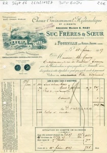 Dépt 16 - Fourville par Ruelle / Touvre - Belle Entête Chaux et Ciments de 1927 - Picture 1 of 1