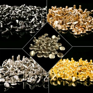 50x Double Cap Rivets Leather Punk Craft Rapid Repair 6mm 7mm 8mm 9mm 10mm 12mm - Picture 1 of 21