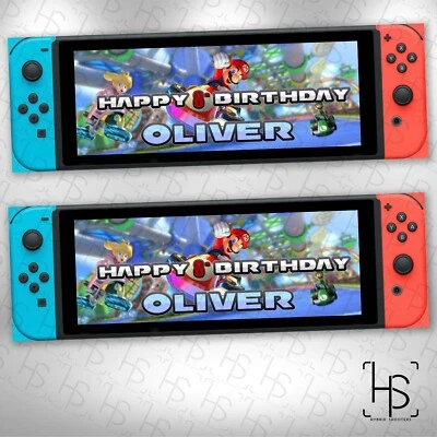 HYBRID SHOOTERS Nintendo Switch Mario KART Personalised Banner 160GSM Party Paper Birthday Game