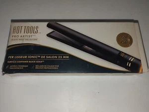 HOT TOOLS PRO ARTIST BLACK GOLD COLLECTION 1" IONIC SALON FLAT IRON - Picture 1 of 3