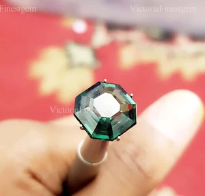 Piedra preciosa suelta 10,40 quilates natural profundo verde zafiro forma octágono - Imagen 1 de 11