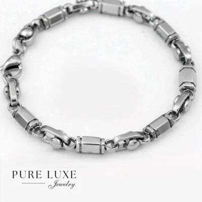 Men's Stainless Steel 8.5" Hexagon Link Chain Cable Bracelet High Polish*Box - Image 1 of 3