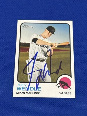 Joey Wendle Signed 2022 Topps Heritage Card Autograph Auto #198 - Image 1 of 4