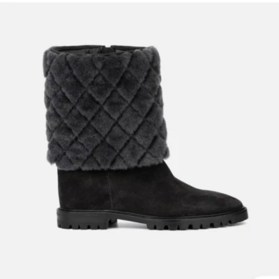 Botas Aquatalia Cassandra Acolchadas Gris Piel de Oveja Talla 6 Nuevas Con Etiquetas Foto 1 de 4