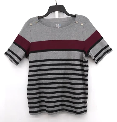 Camisa Croft & Barrow Mujer Talla Grande 2XL Multicolor Rayas Manga Corta Top Foto 1 de 4