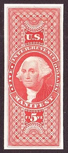 US R90P4 $5 Manifest Revenue Proof on Card (002) - Picture 1 of 2