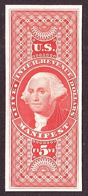 US R90P4 $5 Manifest Revenue Proof on Card (002) - Image 1 of 2