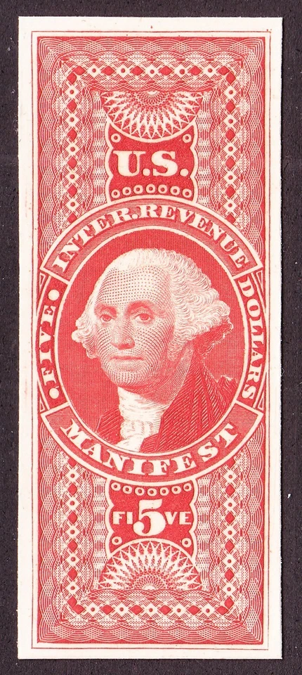 US R90P4 $5 Manifest Revenue Proof on Card (002) - Image 1 of 2