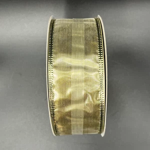 Wired Edge Ribbon 2" x 75' (25 yds) Solid Shiny Metallic Gold - Picture 1 of 5