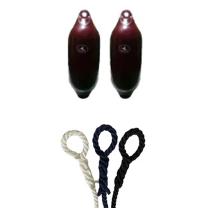 2 x HURRICANE Boat Fenders: Maroon PM03 - FREE SPLICED END 10MM ROPE - Picture 1 of 2