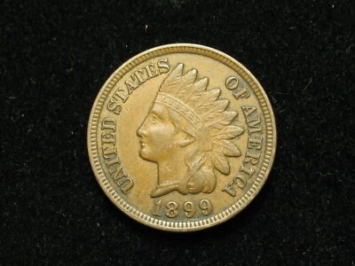 NEW INVENTORY!  AU 1899  INDIAN HEAD CENT PENNY w/ FULL LIBERTY & DIAMONDS #181s - Image 1 of 2